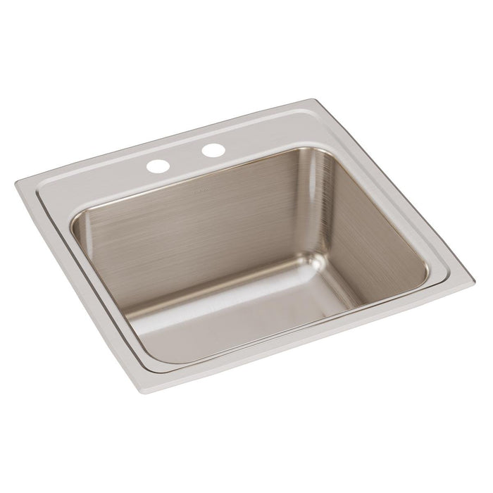 Elkay DLR1919102 Lustertone Classic Stainless Steel Single Bowl Drop-In Sink – 19" x 19", 10" Depth, 2 Faucet Hole