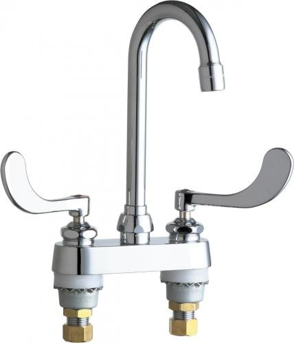 Chicago Faucets (895-317ABCP) Deck-mounted gooseneck manual faucet with 4" centers