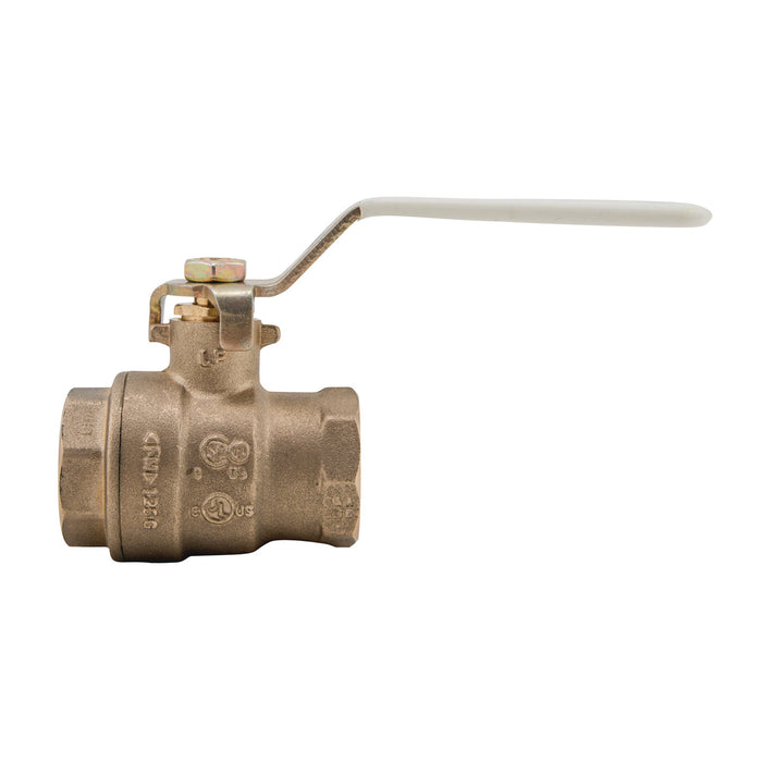 Watts 1 1/4 Lead Free 2-Piece Full Port Ball Valve With Threaded End Connections, Chrome Plated Brass Ball