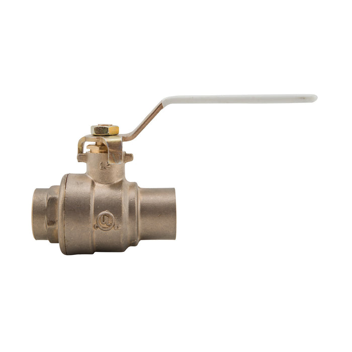 Watts 1 1/4 Lead Free 2-Piece Full Port Ball Valve With Solder End Connections, Chrome Plated Brass Ball