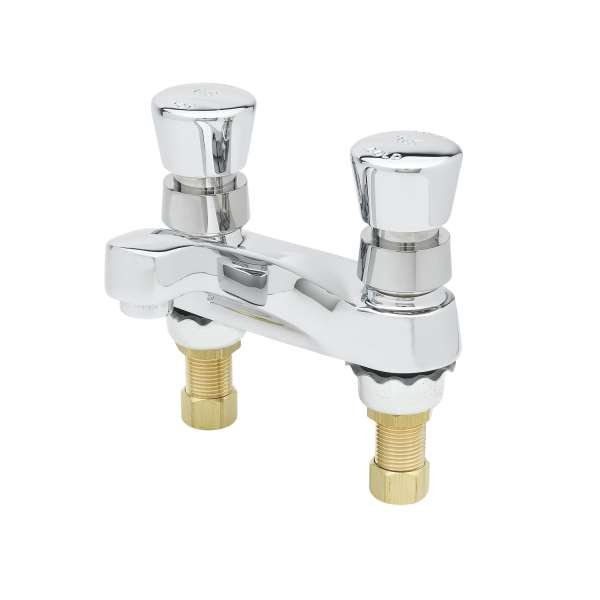 T&S Brass( B-0831) Metering Faucet, Deck Mount, 4" Centers, Aerator, Push Button Handles