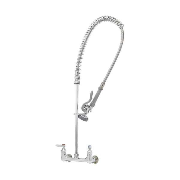 T&S Brass (B-0133) Easy Install Pre-Rinse, Spring Action, Wall Mount Base, 8" Centers, Eterna Cartridges